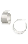 Nashelle Mood Medium Hammered Hoop Earrings In Sterling Silver
