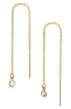Nashelle Muse Cubic Zirconia Threader Earrings In Yellow Gold/ Cubic Zirconia