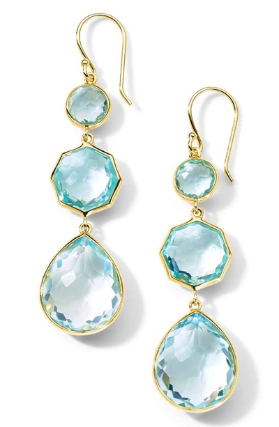 Ippolita 18k Yellow Gold Rock Candy Blue Topaz Triple Drop Earrings