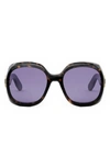 Dior Lady 9522 R2f 58mm Round Sunglasses In Dark Havana/purple Solid