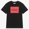 HUGO HUGO BOYS BLACK ORGANIC COTTON T-SHIRT