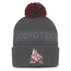 FANATICS FANATICS BRANDED CHARCOAL ARIZONA COYOTES AUTHENTIC PRO HOME ICE CUFFED KNIT HAT WITH POM