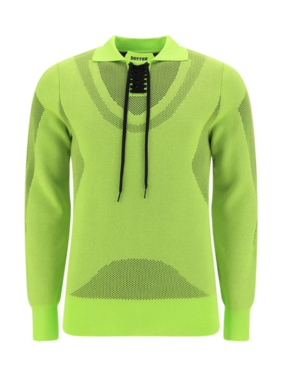 Botter Panelled Polo Jumper In Lime
