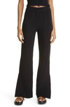 Monrow Supersoft Sweater Knit Flare Pants In Black