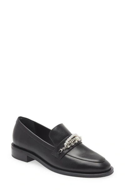 Stuart Weitzman Pearly Chain Casual Loafers In Black