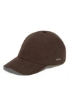 Zegna Logo-plaque Linen Baseball Cap In Brown