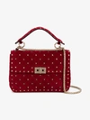 VALENTINO GARAVANI VALENTINO RED ROCKSTUD SPIKE SUEDE SHOULDER BAG,MW0B0122CAS12131329