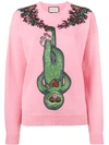 GUCCI MONKEY EMBROIDERED JUMPER,DRYCLEANONLY