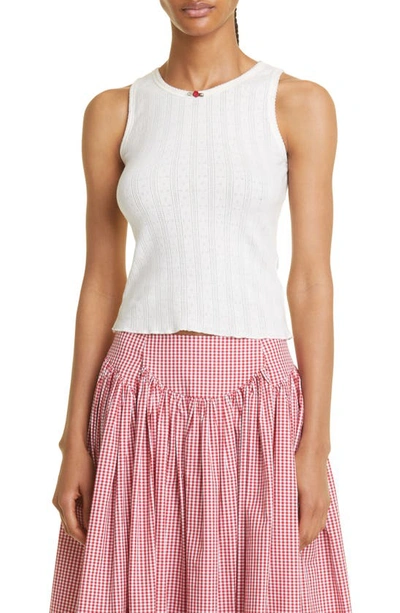 Sandy Liang Mama's Cotton Eyelet Tank In Oat Milk
