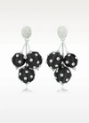 OSCAR DE LA RENTA POLKA DOT SEQUIN TRIPLE BALL CLIP-ON EARRINGS