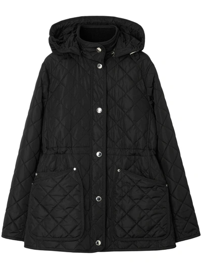 Burberry Detachable-hood Diamond-quilted Jacket In Multi-colored
