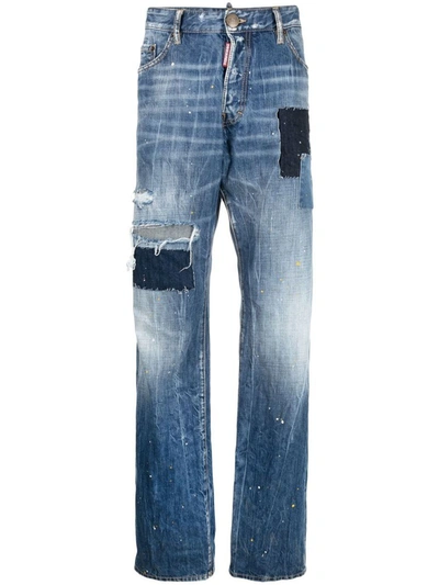 Dsquared2 Distressed-effect Patchwork Jeans In Blue