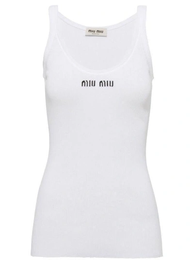 Miu Miu Cotton Knit Tank Top In White