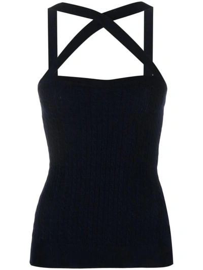 Patou Cable Knit Tank Top In Blue