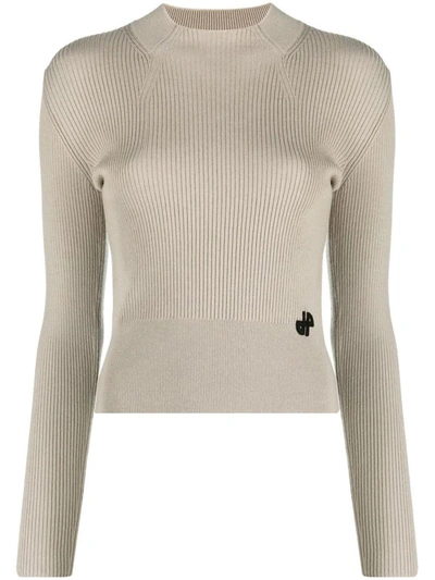 Patou Roll-neck Ribbed Jumper In Braun