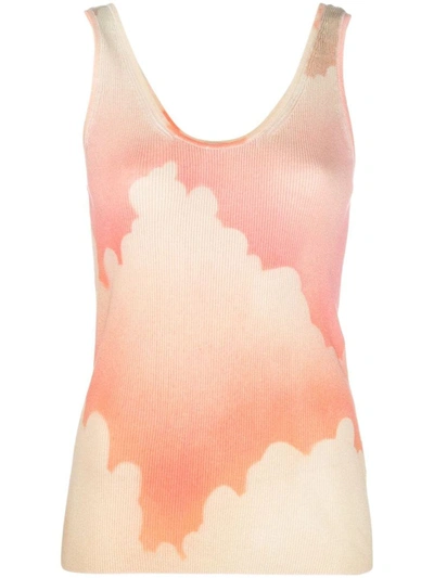 Paul Smith Abstract-print Cotton Tank Top In Peach