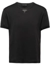 Prada Triangle Logo Oversized T-shirt In Bianco