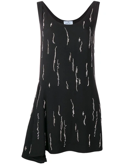 Prada Sablè Satin Mini Dress In Black