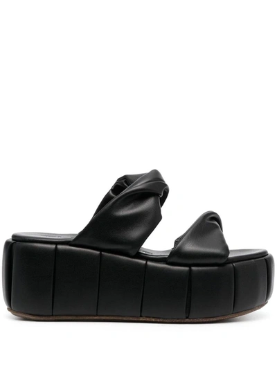 Themoirè 85mm Lyra Faux Leather Wedges In Black