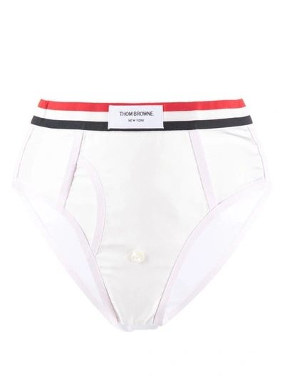 Thom Browne Logo-waistband Briefs In White