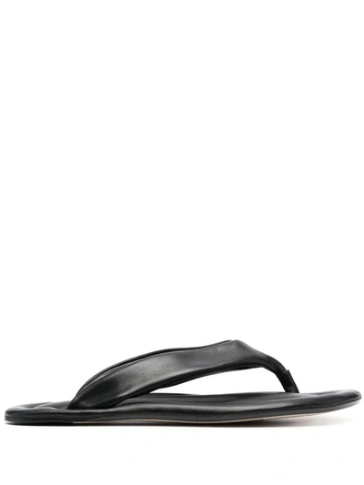 By Far 10mm Dasha Leather Thong Sandals In Black