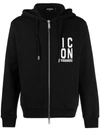 Dsquared2 Logo-print Zipped Hoodie In Black