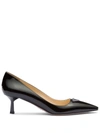 Prada Logo-plaque Patent Leather Pumps In Black