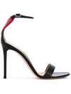 GIANVITO ROSSI BLACK & RED LOVE HEART 110 SANDALS,エナメルレザー100%