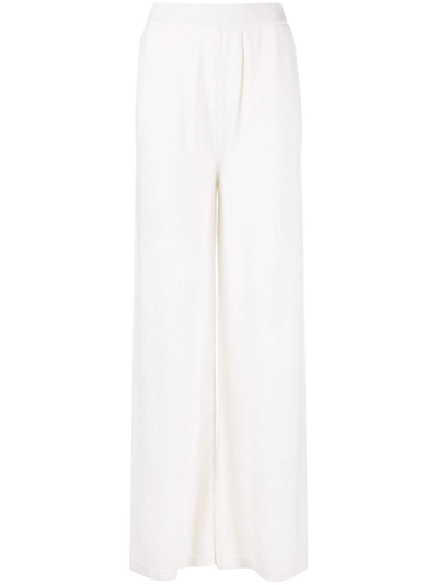 Msgm Wide-leg Wool-cashmere Blend Trousers In White
