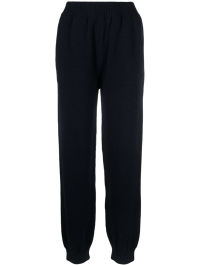 Msgm Embroidered-logo Detail Knit Trousers In Black