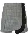 Msgm Ruffled-trim Wool Mini Skirt In Grey