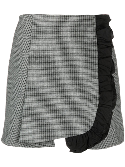 Msgm Ruffled Wool Mini Skirt In Grey