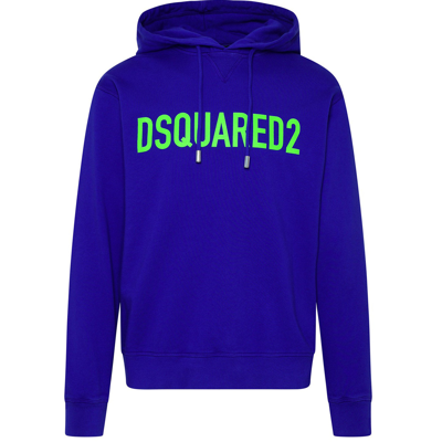 Dsquared2 Logo-print Cotton Hoodie In Ink Blue