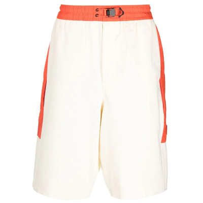 Y-3 Organic-cotton Track Shorts In Cwhite/semi Solar Red