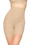 Skims Everyday Sculpt High Waist Crotchless Shaper Shorts In Clay