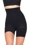 Skims High-waist Shine Shorts In Onyx