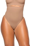 Skims Everyday Sculpt High-waist Shaper Thong In Sienna