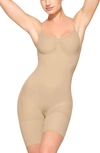 Skims Semaless Sculpt Low Back Mid Thigh Bodysuit In Clay In Clay