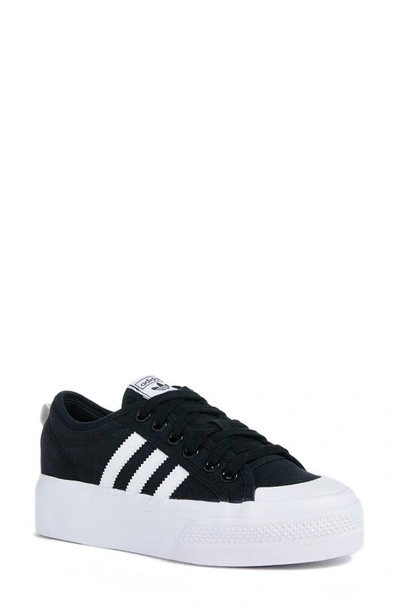 Adidas Originals Black Nizza Platform Trainers In Black/white