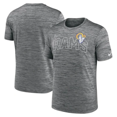 Nike Anthracite Los Angeles Rams Velocity Arch Performance T-shirt In Black