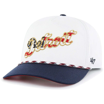 47 ' White Detroit Tigers Flag Script Hitch Snapback Hat