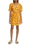 A.l.c Mia Printed Puff-sleeve Mini Dress In Limone Multi