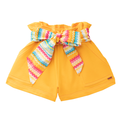Missoni Kids' Draped Casual Shorts In Yellow