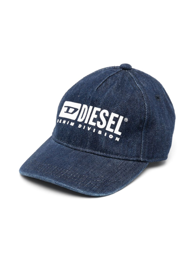 Diesel Kids' Logo-print Denim Cap In Blue