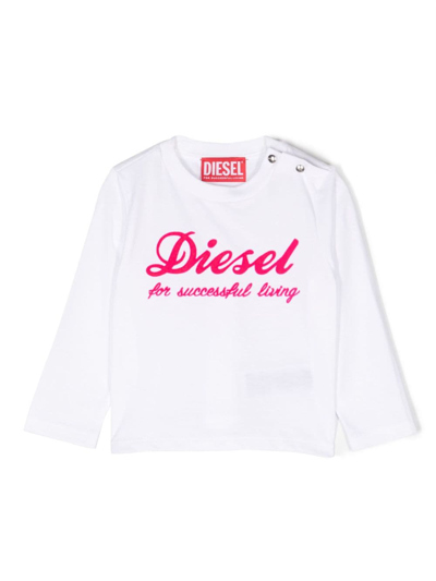 Diesel Babies' Logo-print Cotton Sweatshirt In White