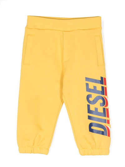 Diesel Babies' Logo-print Cotton Track Pants In Yellow