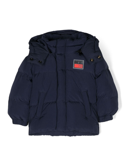 Diesel Babies' Logo-patch Padded Jacket In Blue