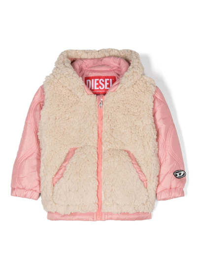Diesel Babies' Logo-patch Panelled Padded Jacket In Neutrals