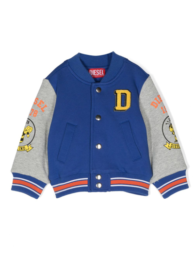 Diesel Babies' Logo印花棉飞行员夹克 In Blue