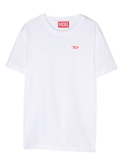 Diesel Kids' Logo-print Cotton T-shirt In White